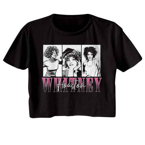 Whitney Houston Three Rectangles Black Women's Festival Crop T-Shirt