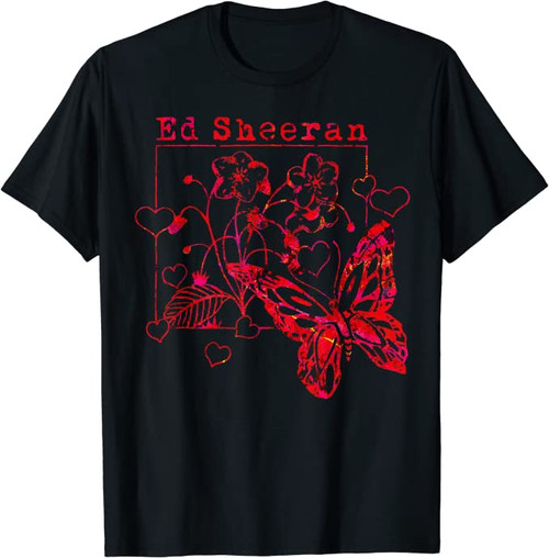 Ed Sheeran Red Wild Hearts and Butterflies T-Shirt