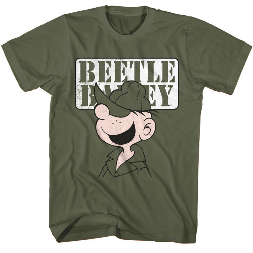 Beetle Bailey Face Military Green T-Shirt