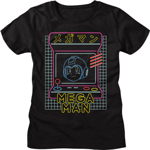 Mega Man Neon Arcade Black Women's T-Shirt