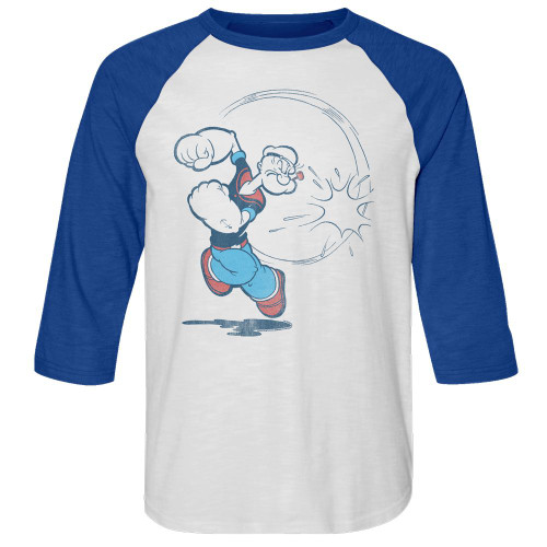 Popeye Vintage White/Royal Adult 3/4 Sleeve Raglan T-Shirt