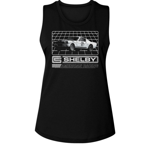 Carroll Shelby Grid Black Women's Muscle Tank Top T-Shirt