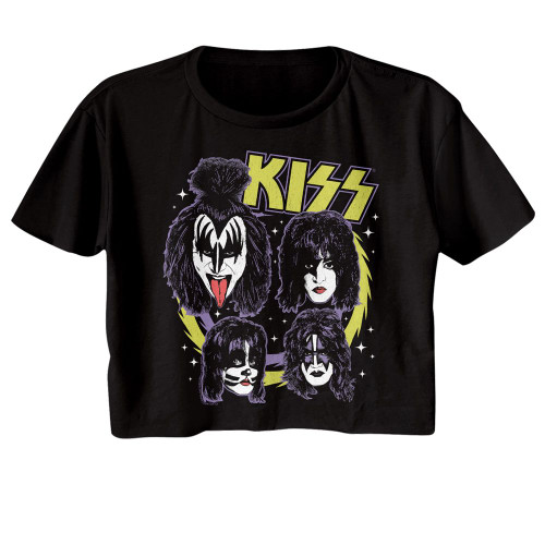 Kiss Spike Circles Black Women's Festival Cali Crop T-Shirt