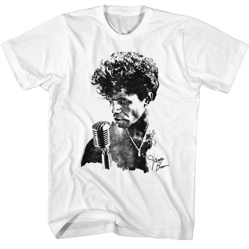 James Brown Microphone White T-Shirt