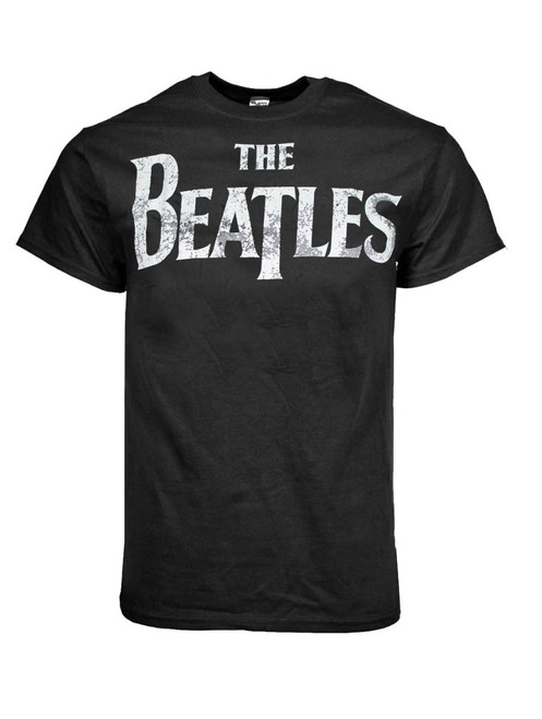 The Beatles Distressed Logo Black Classic T-Shirt