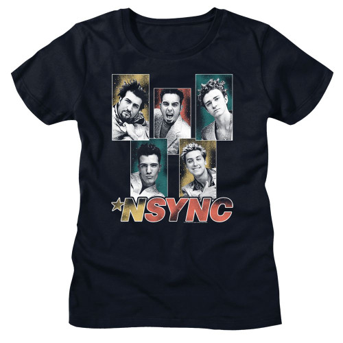 NSYNC Sparkly Boxes Ladies Navy Women's T-Shirt