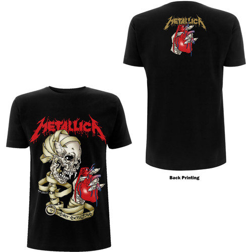 Metallica Unisex T-Shirt Heart Explosive (Back Print)