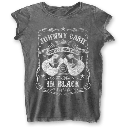 Johnny Cash Women's T-Shirt The Man In Black (Burnout)
