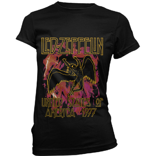 Led Zeppelin Women's T-Shirt Black Flames