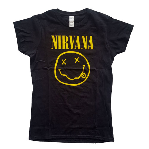 Nirvana Women's T-Shirt Yellow Smiley Black