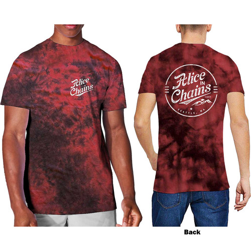 Alice In Chains Unisex T-Shirt Circle Emblem (Wash Collection & Back Print)