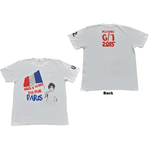 U2 Unisex T-Shirt Paris 2015 Nous N'Avons Pas Peur (Back Print)