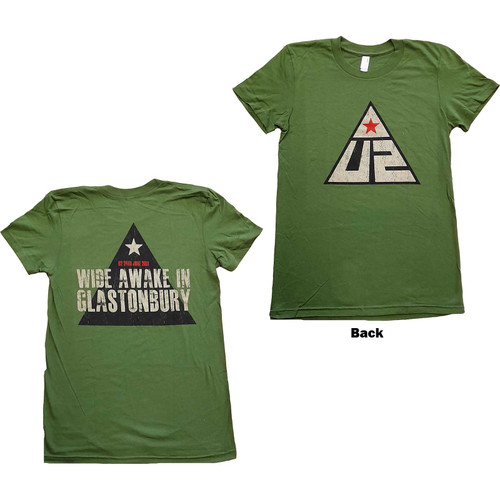 U2 Women's T-Shirt Glastonbury 2011 Pyramid Stage (Back Print)