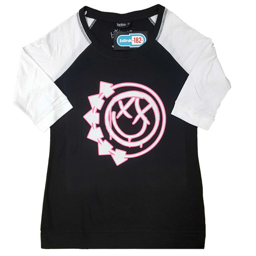 Blink-182 Women's Raglan T-Shirt Six Arrow Smiley