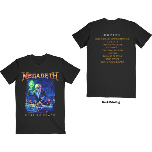 Megadeth Unisex T-Shirt Rust In Peace Track list (Back Print)