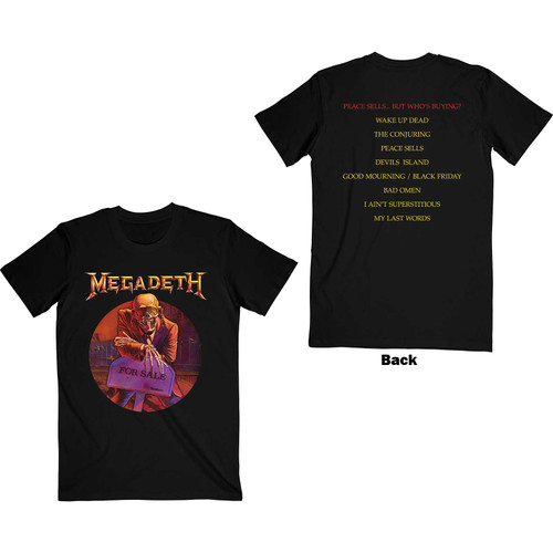Megadeth Unisex T-Shirt Peace Sells Track list (Back Print)