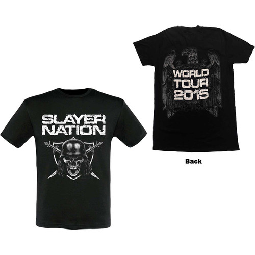 Slayer Unisex T-Shirt Slayer Nation 2015 Dates (Back Print/Ex. Tour)