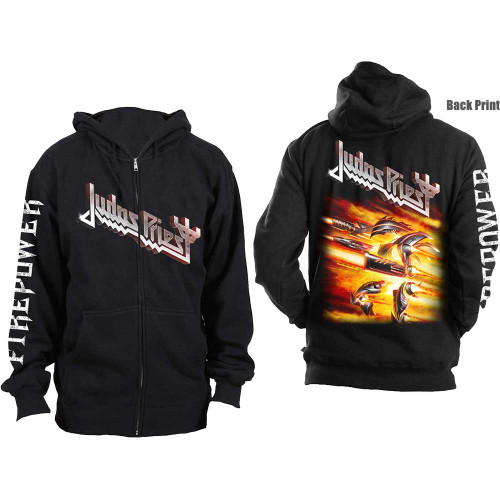 Judas Priest Unisex Zipped Hoodie Sweatshirt Firepower (Back Print)