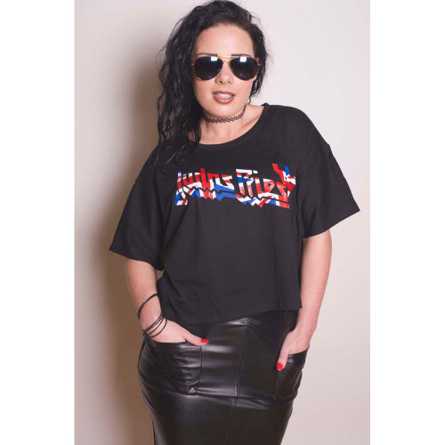 Judas Priest Women's T-Shirt Union (Boxy Style/Glitter Print)
