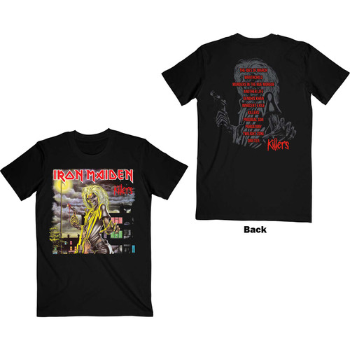 Iron Maiden Unisex T-Shirt Killers V.2. Album Track list (Back Print)