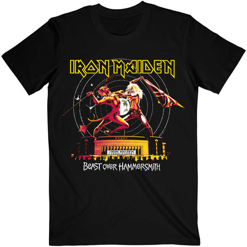 Iron Maiden Unisex T-Shirt Beast Over Hammersmith Eddie & Devil Tonal