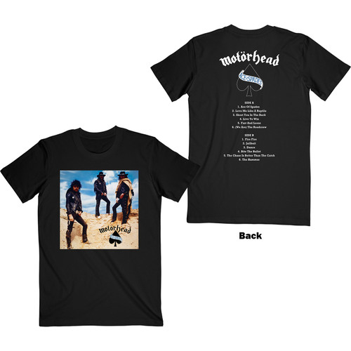 Motorhead Unisex T-Shirt Ace of Spades Track list (Back Print)