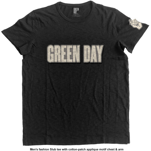 Green Day Unisex Applique T-Shirt Logo & Grenade