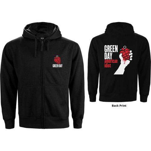 Green Day Women's Zipped Hoodie Sweatshirt American Idiot (Back Print)