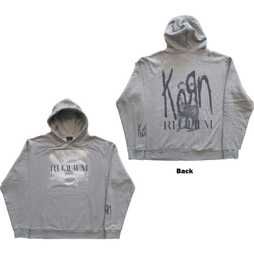 Korn Unisex Pullover Hoodie Sweatshirt Requiem (Back Print) Grey
