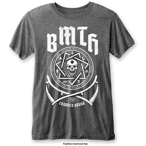 Bring Me The Horizon Unisex T-Shirt Crooked Young (Burnout) Charcoal