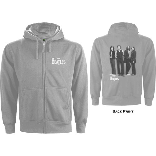 The Beatles Unisex Zipped Hoodie Sweatshirt White Album (Back Print)
