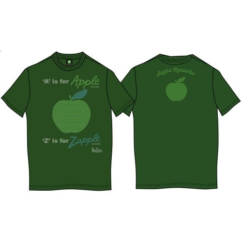 The Beatles Unisex T-Shirt A is for Apple (Back Print) Green