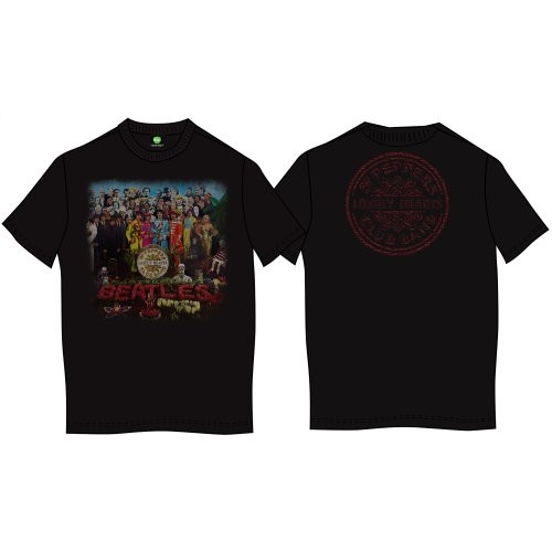 The Beatles Unisex T-Shirt Sgt Pepper (Back Print) Black