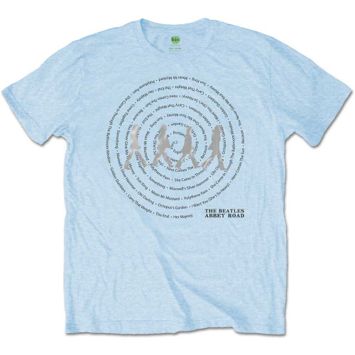 The Beatles Unisex T-Shirt Abbey Road Songs Swirl (Foiled) Blue
