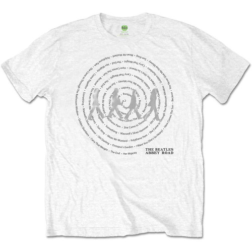 The Beatles Unisex T-Shirt Abbey Road Songs Swirl (Foiled) White