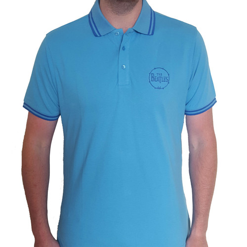The Beatles Unisex Polo Shirt Drum Logo Light Blue