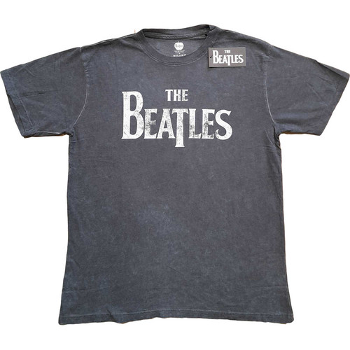 The Beatles Unisex T-Shirt Drop T Logo (Wash Collection) Charcoal