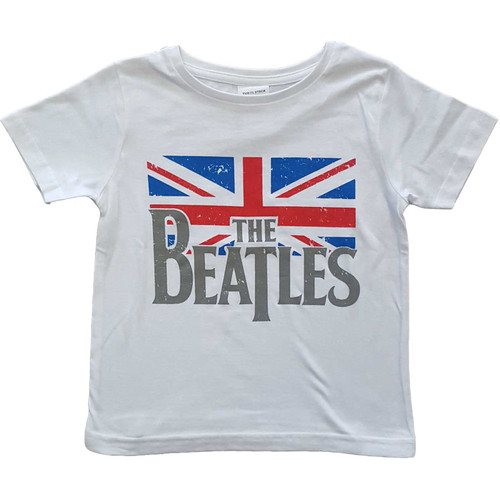 The Beatles Kids T-Shirt Logo & Vintage Flag White