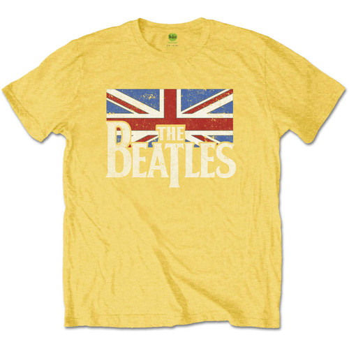 The Beatles Kids T-Shirt Logo & Vintage Flag Yellow