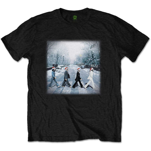 The Beatles Unisex T-Shirt Abbey Christmas Black