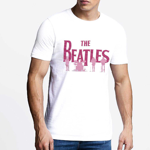 The Beatles Unisex T-Shirt Band Silhouettes (Puff Print) White