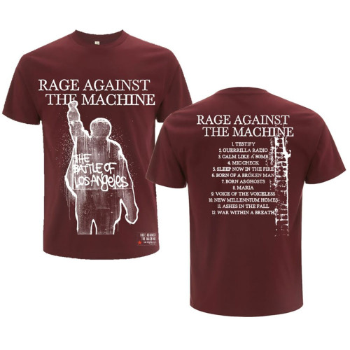 Rage Against The Machine Unisex T-Shirt BOLA Album Cover (Back Print) Maroon
