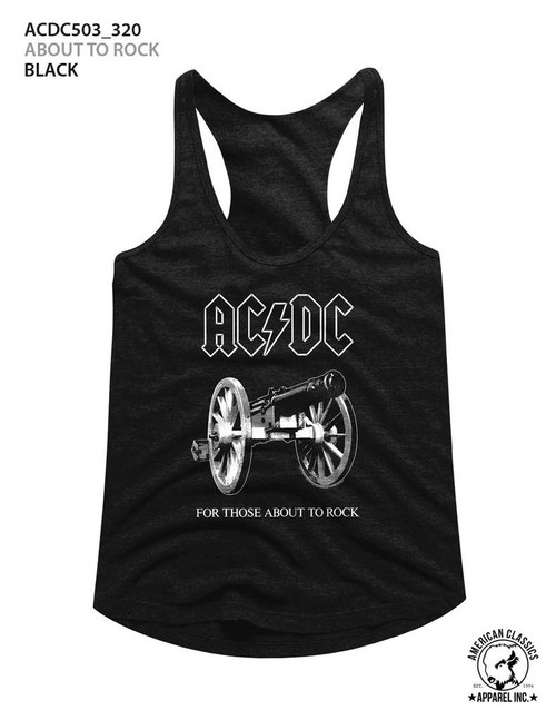 AC/DC About To Rock Black Junior Women's Racerback Tank Top T-Shirt