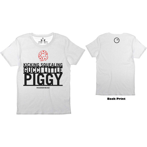 Radiohead Unisex T-Shirt Gucci Piggy (Back Print) White