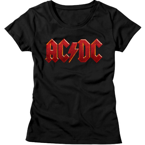 AC/DC Distressed Red Black Junior Women's T-Shirt