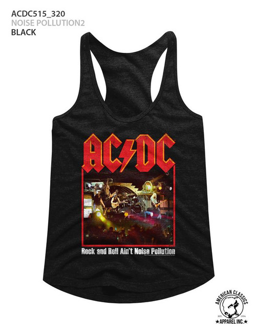 AC/DC Noise Pollution Black Junior Women's Racerback Tank Top T-Shirt