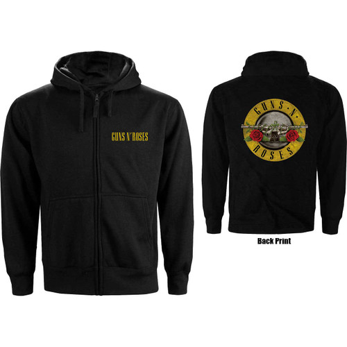 Guns N Roses Women's Zipped Hoodie Sweatshirt Classic Logo (Back Print)