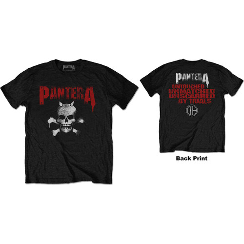 Pantera Unisex T-Shirt Horned Skull Stencil (Back Print)