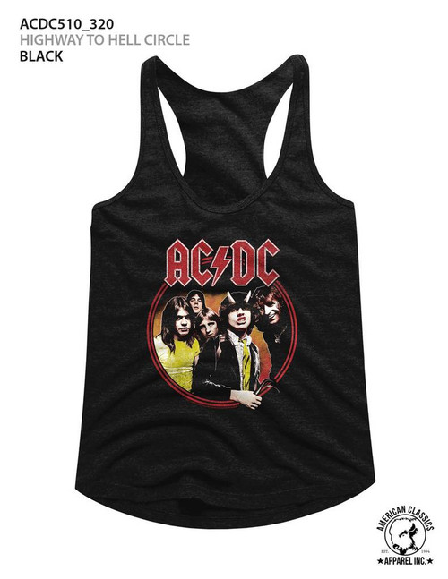 AC/DC Highway To Hell Circle Black Junior Women's Racerback Tank Top T-Shirt