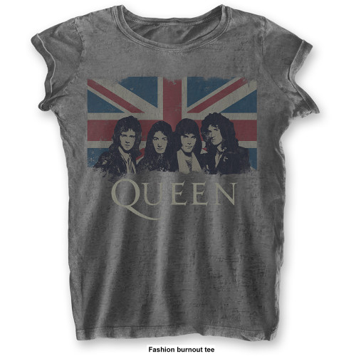 Queen Women's T-Shirt Vintage Union Jack (Burnout)